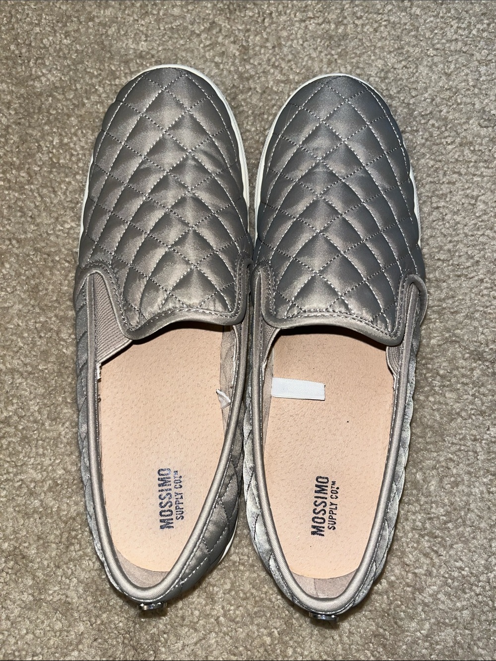 Mossimo Supply Co. Quilted Slip-On Flats in Metallic Silver